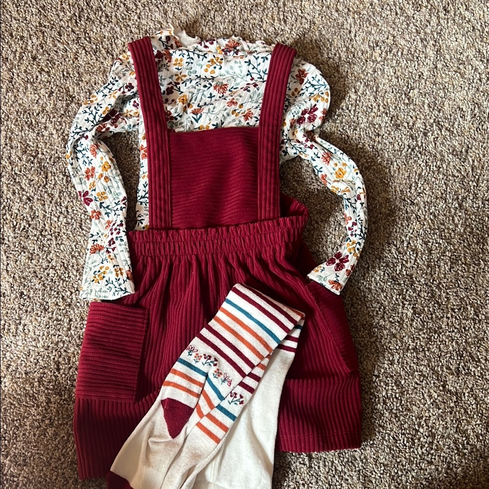 Burgundy Knit Dress with Floral Top